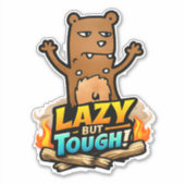 🦥🔥 "Lazy But Tough" Sloth Sticker 🛹💪 (Voorkant)