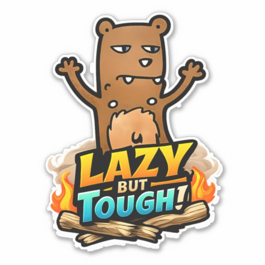 🦥🔥 "Lazy But Tough" Sloth Sticker 🛹💪 (Voorkant)