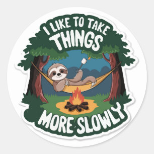 Lazy Campfire Sloth Sticker   Grappig buiten