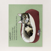 Lazy Cat Bed Groen Grappig Legpuzzel (Verticaal)