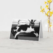 Lazy Cat carte d'anniversaire (Fleur jaune)