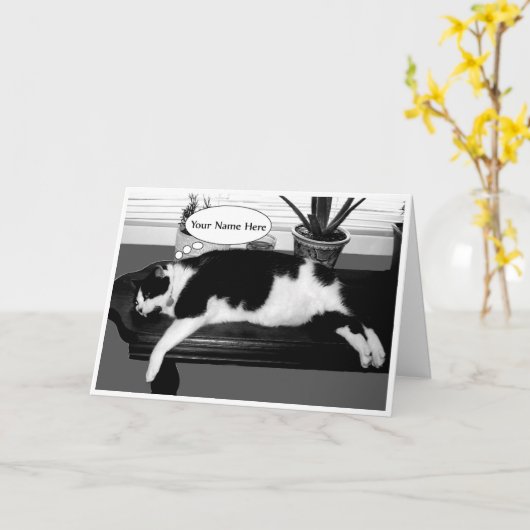 Lazy Cat carte d'anniversaire (Fleur jaune)