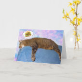 Lazy Cat en Cheeseburger Birthday Kaart (Gele Bloem)