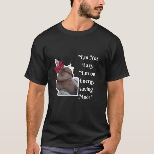 Lazy Cat Energy Saving Mode Art T-shirt (Voorkant)