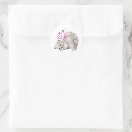 Lazy Cat Gezegde niet vandaag Grappige Sticker (Tas)