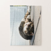 Lazy Cat Lounging op Porch Legpuzzel (Verticaal)