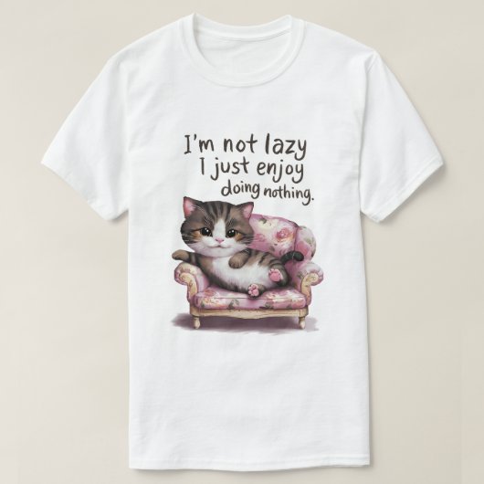 Lazy cat t-shirt (Design voorkant)