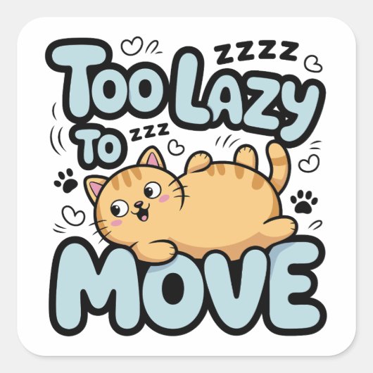 Lazy Cat Vierkante Sticker (Voorkant)