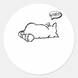 Lazy Cat - Wat? - Katten Ronde Sticker