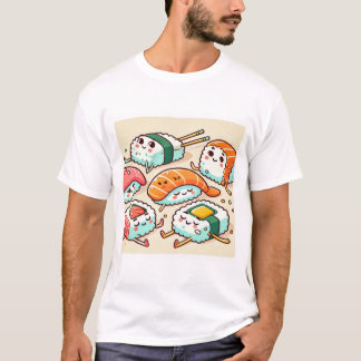 Lazy Cats op Sushi T-shirt