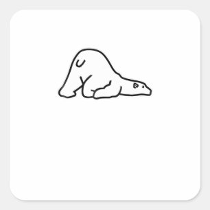 Lazy Cute Polar Beer Dierenvriend Vierkante Sticker