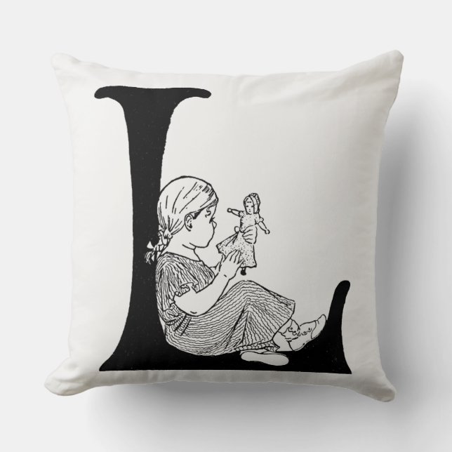 Lazy Days Letter 'L' Monogram Kussen (Voorkant)