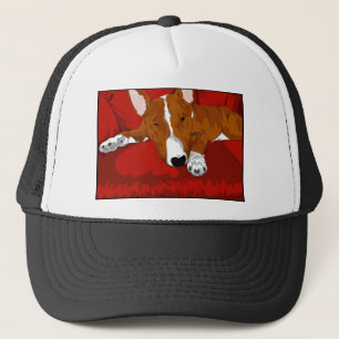 Lazy English Bull Terrier Hondenras Illustration Trucker Pet
