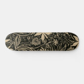 Lazy Floral Pattern in Gold op Black Skateboard (Horizontaal)