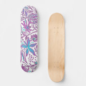 Lazy Floral Pattern on White Skateboard (Voorkant)