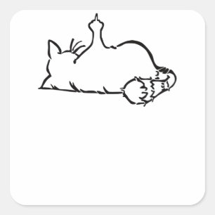 Lazy Funny Cat die Stinky Finger toont - Gift Vierkante Sticker