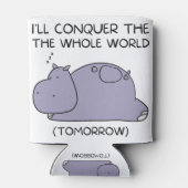 Lazy Funny Hippo Ik zal de hele wereld veroveren Blikjeskoeler (Achterkant)