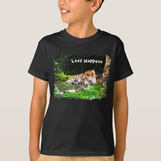 Lazy gebeurt in Siberian Tiger T-shirt (Voorkant)