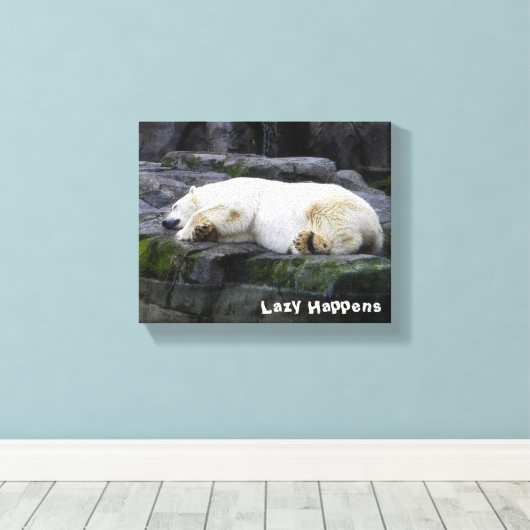 Lazy geluk Polar Beer Canvas Afdruk (Insitu (Houten vloer))