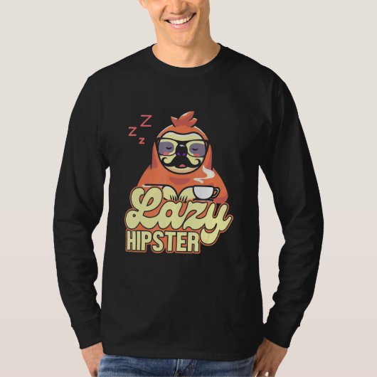 Lazy Hipster Sloth Mustache Freethinker Urban Styl T-shirt (Voorkant)