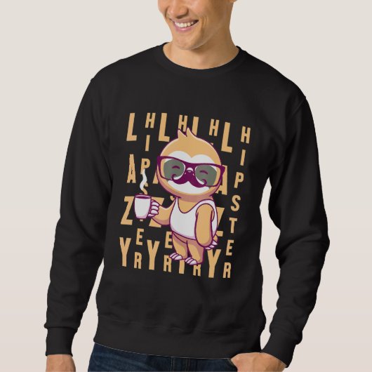 Lazy Hipster Sloth Mustache Freethinker Urban Styl Trui (Voorkant)