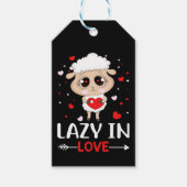 Lazy in Love Sheep for Valentijnsdag Singles Cadeaulabel (Voorkant)
