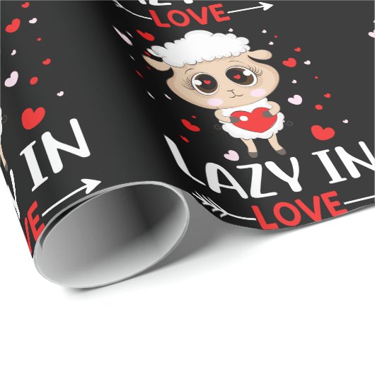 Lazy in Love Sheep for Valentijnsdag Singles Cadeaupapier (Rol Hoek)