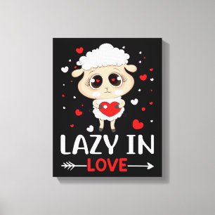 Lazy in Love Sheep for Valentijnsdag Singles Canvas Afdruk