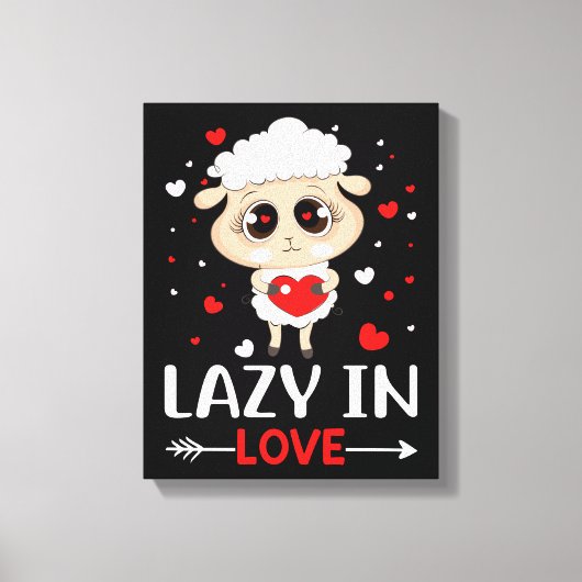Lazy in Love Sheep for Valentijnsdag Singles Canvas Afdruk (Voorkant)