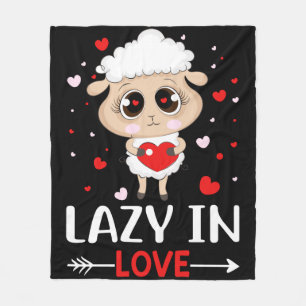 Lazy in Love Sheep for Valentijnsdag Singles Fleece Deken