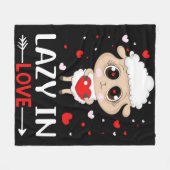 Lazy in Love Sheep for Valentijnsdag Singles Fleece Deken (Voorkant (Horizontaal))