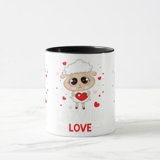 Lazy in Love Sheep for Valentijnsdag Singles Mok (Midden)