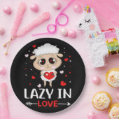 Lazy in Love Sheep for Valentijnsdag Singles Papieren Bordje (Feest)