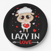 Lazy in Love Sheep for Valentijnsdag Singles Papieren Bordje (Voorkant)