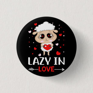 Lazy in Love Sheep for Valentijnsdag Singles Ronde Button 3,2 Cm