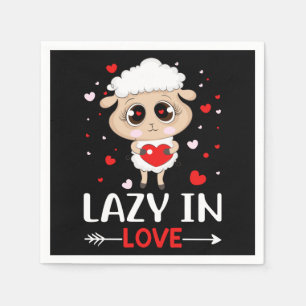 Lazy in Love Sheep for Valentijnsdag Singles Servet