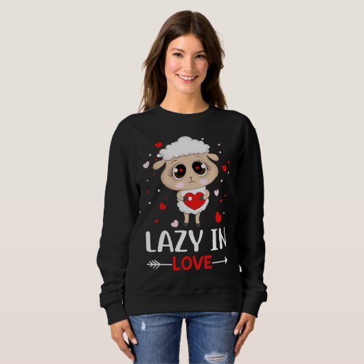 Lazy in Love Sheep for Valentijnsdag Singles Trui (Voorkant volledig)