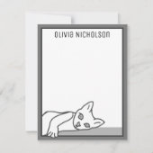Lazy Kitten Whimsical Personnalisé Cartes à Notes (Devant)