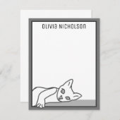 Lazy Kitten Whimsical Personnalisé Cartes à Notes (Devant / Derrière)