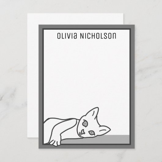 Lazy Kitten Whimsical Personnalisé Cartes à Notes (Devant / Derrière)