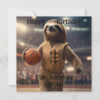 "Lazy Layups: A Sloths Game" Flat Verjaardag Kaart