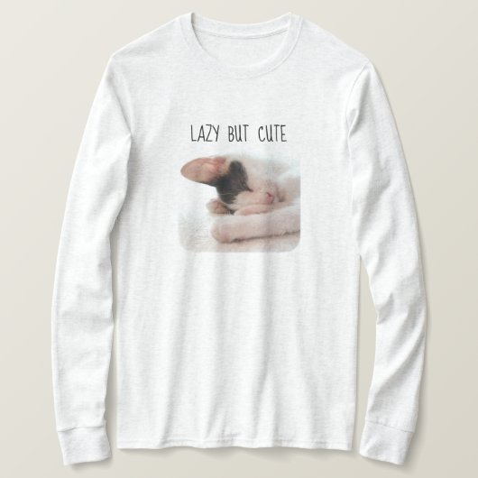 Lazy, maar Cute Kitten Photo Cat Lover Humor Funny T-shirt (Design voorkant)
