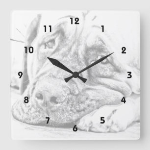 Lazy Mastiff Vierkante Klok