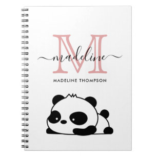 Lazy Panda Blush Pink Monogram Script-laptop Notitieboek