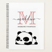 Lazy Panda Blush Pink White Monogram Script Planner (Voorkant)