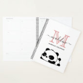 Lazy Panda Blush Rose noir blanc Monogramme Script (Devant avec enveloppe)