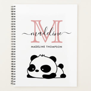 Lazy Panda Blush Rose noir blanc Monogramme Script
