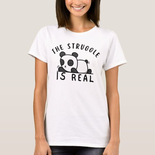 Lazy Panda de strijd is echt T-shirt (Voorkant)