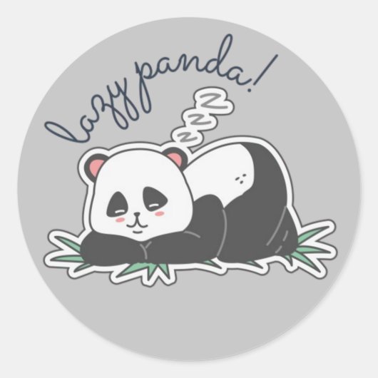 Lazy Panda Ronde Sticker (Voorkant)