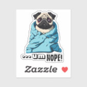 Lazy Pug opgeknuffeld in een deken Sticker (Vel)